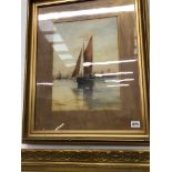 19th/20th. C. ENGLISH SCHOOL. FISHING BOATS, SIGNED INDISTINCTLY. 38 x 28cms