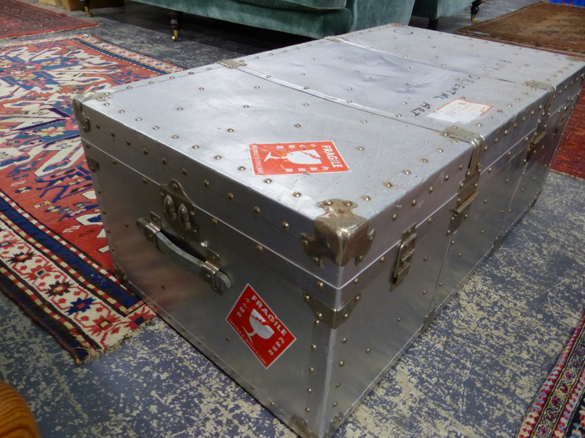 A LARGE ALLOY CABIN TRUNK. - Image 7 of 14