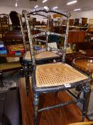 A PAIR OF 19th C. INLAID WITH MOTHER OF PEARL BOUDOIR CHAIRS