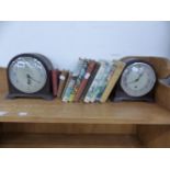 TWO SMITHS MANTLE CLOCKS AND VARIOUS BOOKS.