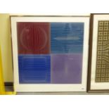 VICTOR VASARELY (1909-1997) ARR. COLOUR ABSTRACT COMPOSITION, PENCIL SIGNED COLOUR PRINT 79 x 75cms