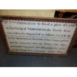 A LARGE HAND PAINTED ECCLESIASTICAL SIGN.