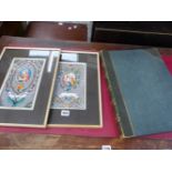 A PAIR OF ANTIQUE CUT PAPER RELIGIOUS PICTURES, TOGETHER WITH A PHOTOGRAPH ALBUM SCENES FROM ITALY.