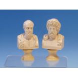 A PAIR OF GRAND TOUR IVORY BUSTS ON SOCLE