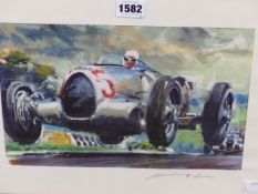 WALTER GOTSCHKE (1912-2000), ARR. FIVE VARIOUS CAR RACING PRINTS TOGETHER WITH ANOTHER BY MICHAEL