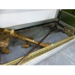 A BRASS FENDER, POLE SCREEN STAND ETC.