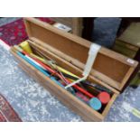 A VINTAGE CROQUET SET.