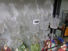 A SET OF 19th C. CUT GLASS WINE GLASSES AND A RELIGIOUS ALTAR PIECE.