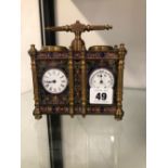 A MODERN CLOISONNE ENAMEL CLOCK / BAROMETER DESK PIECE.