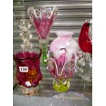 A COLLECTION OF ART GLASS VASES ETC.