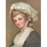 LATE 19th.C. ENGLISH SCHOOL AFTER ROMNEY. PORTRAIT OF A LADY, INITIALLED AND INSCRIBED, OIL ON