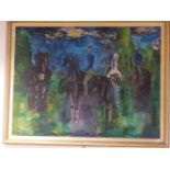 EUGENIUSZ GEPPERT (1890-1979) ARR. POLISH LANCERS, SIGNED, OIL ON CANVAS. 96 x 122cms