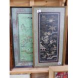 TWO FRAMED CHINESE EMBROIDERED PANELS. 60 x 30cms (2)