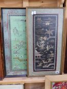 TWO FRAMED CHINESE EMBROIDERED PANELS. 60 x 30cms (2)