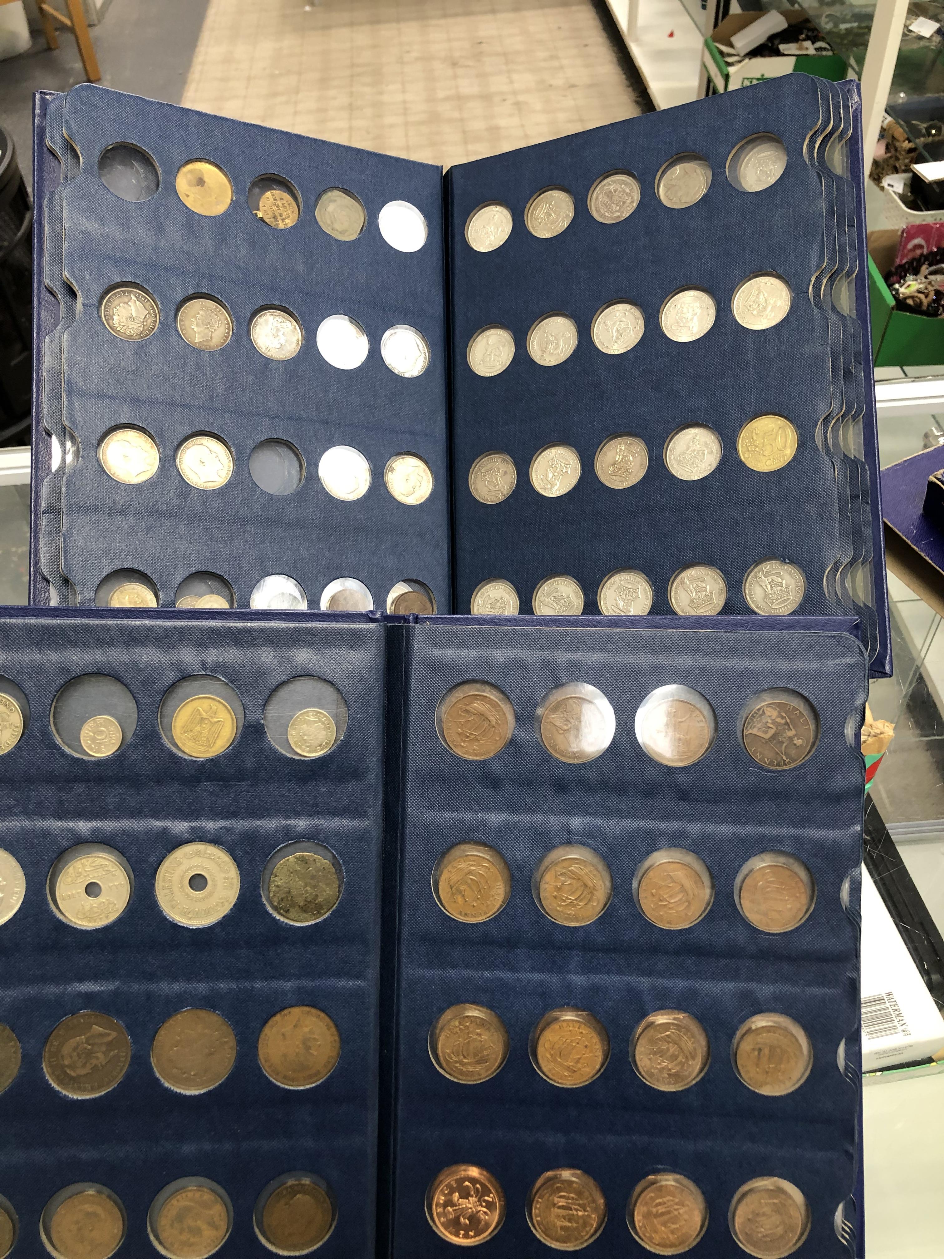 A QUANTITY OF VARIOUS GB COINS IN ALBUMS TO INCLUDE A VICTORIAN CROWN, EARLY SILVER EXAMPLES,