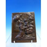 A 19th C. BRONZE PLAQUE CAST IN RELIEF WITH ST ANTHONY