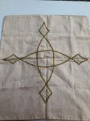 SILK EMBROIDERED NAPKINS, THREE VINTAGE FANS, ETC.