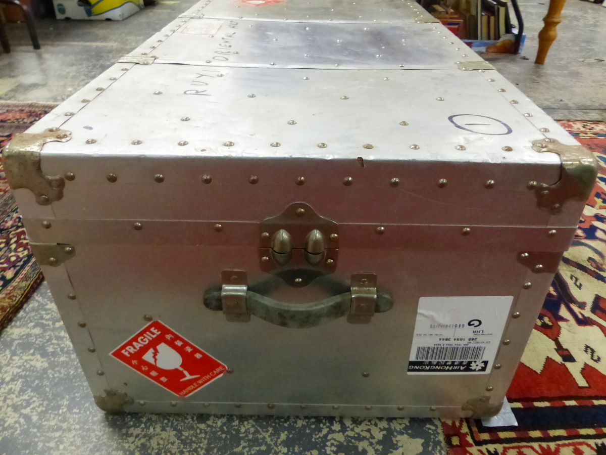 A LARGE ALLOY CABIN TRUNK. - Image 5 of 14