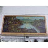 20th.C. COLONIAL SCHOOL. A TROPICAL RIVER LANDSCAPE, SIGNED INDISTINCTLY, OIL ON BOARD