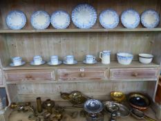 AN EDWARDIAN PART TEA SET, VARIOUS METAL WARES, ETC.