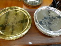 13 SILVER AND GILDED LARGE ARMORIAL PLATTERS.