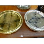 13 SILVER AND GILDED LARGE ARMORIAL PLATTERS.