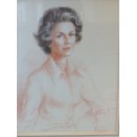MOLLY BISHOP (1911-1998) ARR. PORTRAIT OF LADY FORD, EYDON HALL NORTHAMPTONSHIRE, SIGNED, COLOURED