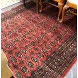 AN ORIENTAL CARPET OF BOKHARA DESIGN. 273 x 187cms