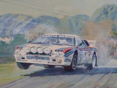 RODNEY DIGGENS (B 1937), ARR. 1983 MONTE CARLO RALLY, ROHRR AND GEISTDORFER IN A LANCIA, WATERCOLOUR