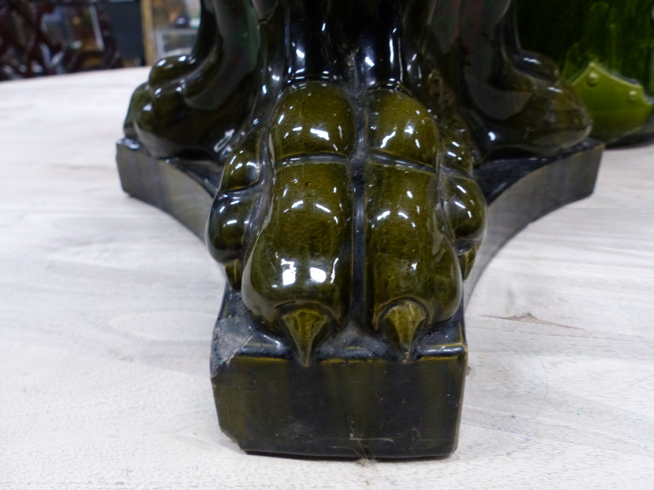 A BRETBY PLANTER MOULDED IN RELIEF WITH A DRAGON FLY AND A FLOWER ON THE GREEN FAUX BOIS GROUND. H - Image 7 of 29
