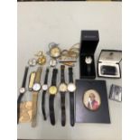 A LADIES VINTAGE ZENITH WATCH AND BOX, A SMITHS POCKET WATCH, VARIOUS WRIST WATCHES TO INCLUDE