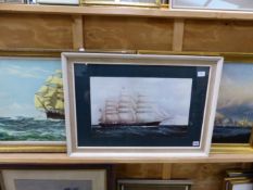 THREE DECORATIVE PICTURES OF CLIPPER SHIPS, SIZES VARY (3)