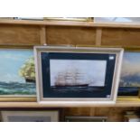 THREE DECORATIVE PICTURES OF CLIPPER SHIPS, SIZES VARY (3)