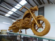 A HANDMADE RATTAN MOTORCYCLE.