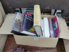 A BOX OF VARIOUS BOOKS.