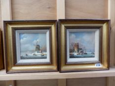 RAYMOND CAMPBELL (1956- ) ARR. A PAIR OF DUTCH WINTER LANDSCAPES, SIGNED, OIL ON BOARD. 15 x