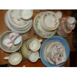 A POOLE PART TEA SET AND ASHTRAY AND OTHER CHINA WARES.