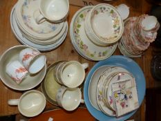 A POOLE PART TEA SET AND ASHTRAY AND OTHER CHINA WARES.