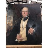 19th.C. ENGLISH SCHOOL. PORTRAIT OF A GENTLEMAN, OIL ON CANVAS, UNFRAMED 77 x 64cms