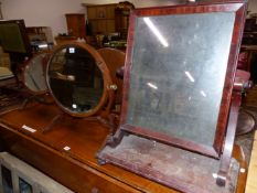 FOUR MAHOGANY DRESSING TABLE MIRRORS TOGETHER WITH ANOTHER IN PINE