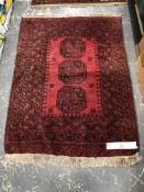 TWO AFGHAN RUGS 136x102 AND 150x104cms