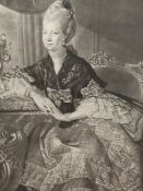 AFTER J. ZOFFANY. TWO ANTIQUE MEZZOTINT PORTRAIT PRINTS, GEORGE THE THIRD AND QUEEN CHARLOTTE BY