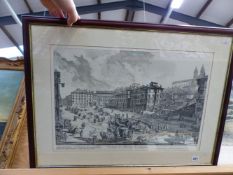 AFTER PIRANESI, A PRINT OF THE PIAZZA DI SPAGNA 42 x 62cms. TOGETHER WITH HENRI JOURDAIN (1864 -