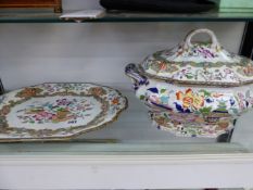 A 19th.C. ANTIQUE IRONSTONE LARGE TUREEN AND UNDER TRAY