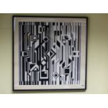 VICTOR VASARELY (1909-1997) ARR. BLACK AND WHITE COMPOSITION, PENCIL SIGNED PRINT 81 x 81cms