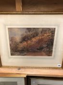 ATTRIBUTED TO DAVID COX (1783-1859) A GRAVEL PIT, WATERCOLOUR. 25 x 36cms