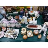 VARIOUS ORNAMENTAL CHINAWARES, FIGURINES, BRASS PICTURE FRAMES, ETC.