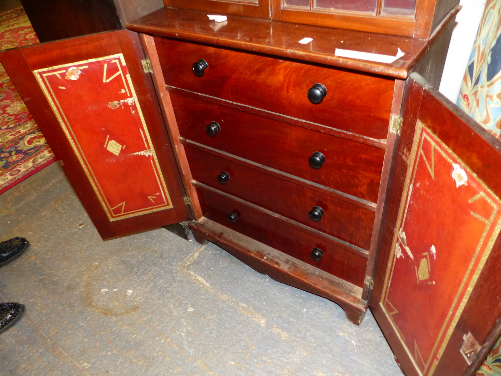 A 19th C. MAHOGANY DISPLAY CABINET, THE UPPER HALF WITH ASTRAGAL GLAZED DOOR, THE BASE WITH A - Image 8 of 9