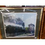 AFTER L S IVATT A LIMITED EDITION PENCIL SIGNED COLOUR PRINT OF A VINTAGE TRAIN 43 x 52 cms TOGETHER