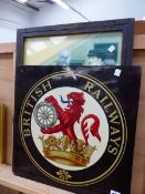 A BRITISH RAILWAYS ADVERTISING PANEL TOGETHER WITH DECORATIVE PICTURE (2)